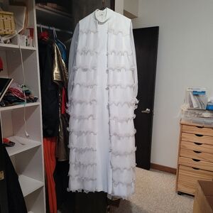Vintage Retro Chic White Ruffled Long Sleeve Dress